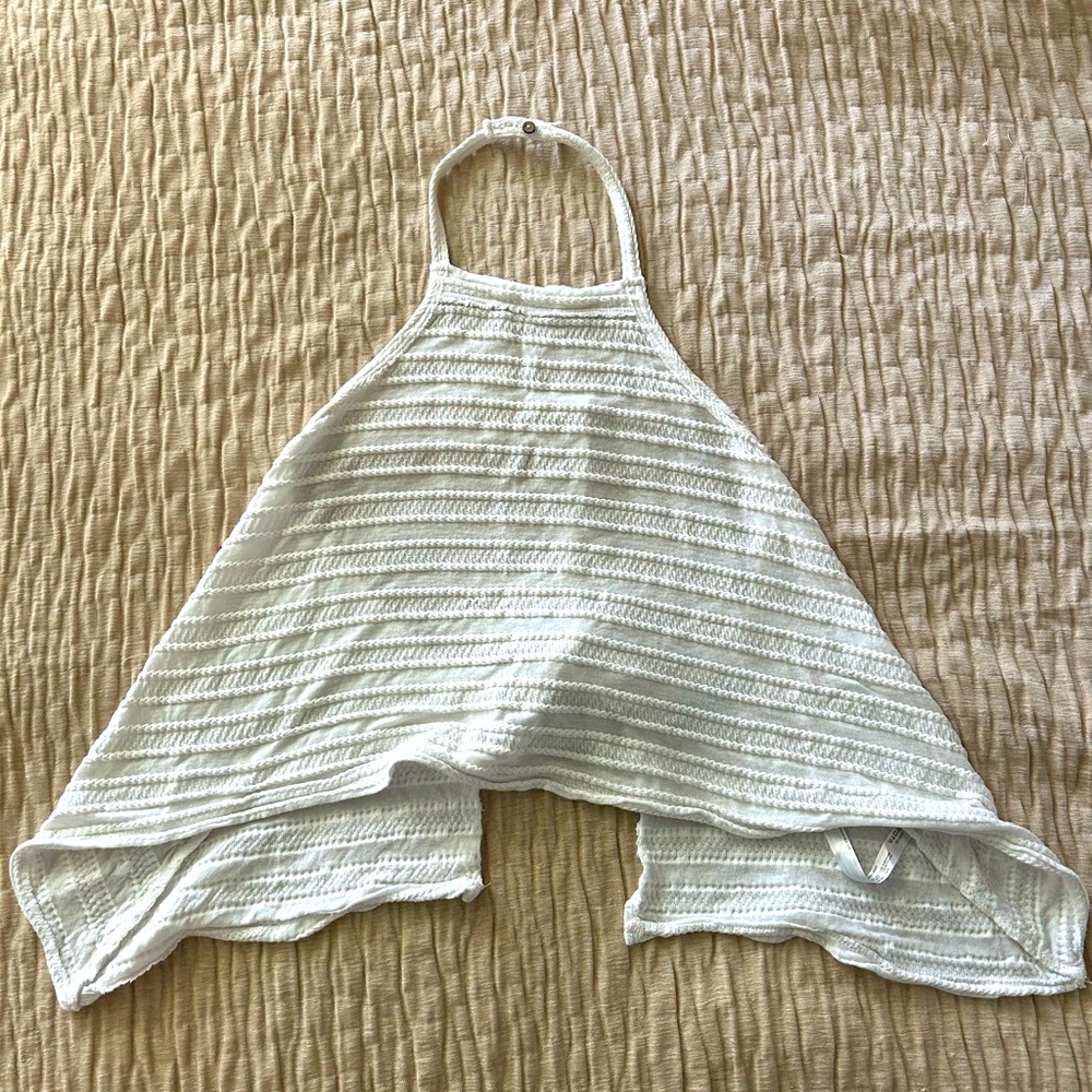 Free People White textured halter top, very adjustable. Soft, thin, comfy.